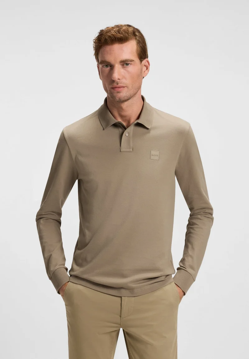 BOSS Stretch-cotton slim-fit polo shirt with logo patch